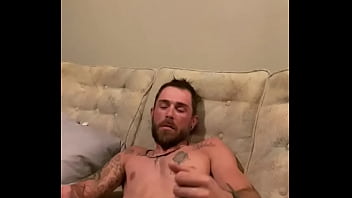 thumb slowly stroking  hard cock  