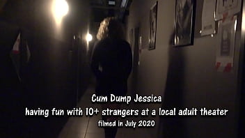 Jessica used by over 10 strangers at a porn theater