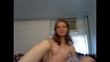 Cute girl fucking herself with brush