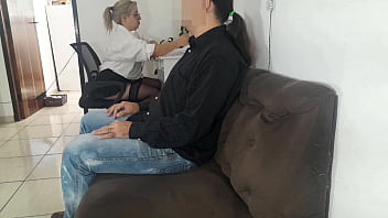 thumb secretary uses  her ass to calm client client  client client