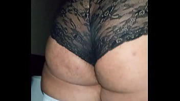 Guy playing in wives black lingerie