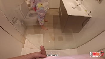 StepSister sucks my cock while I shower and cum down her throat