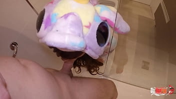 StepSister sucks my cock while I shower and cum down her throat