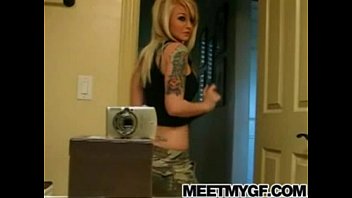 Blonde emo teen strip tease