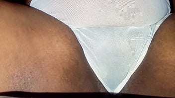 Slutty believer with big pussy cumming hot in transparent white panties
