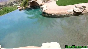 backyard pool sex filmed by drone1 1