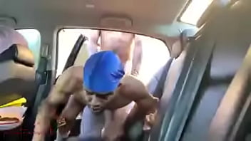 Black guy gets fucked in a car