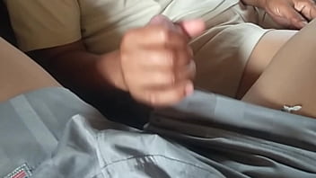 A horny mature woman sits and jerks off to her boyfriend until he gets to fuck her pussy.