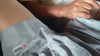 A horny mature woman sits and jerks off to her boyfriend until he gets to fuck her pussy.
