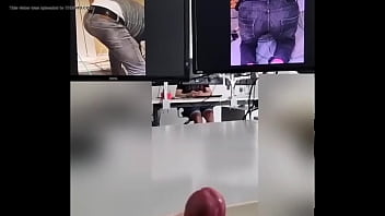 Risky office cumshot