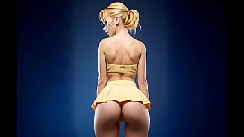 Cute horny blonde wears a very sexy miniskirt and shows her perfect big ass to the horny old man at the office (Over 18) (3D) (AI-Generated)