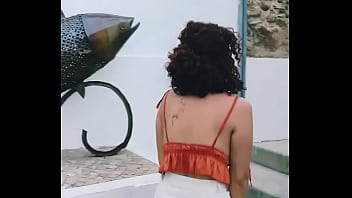 walking around with a dildo in her pussy