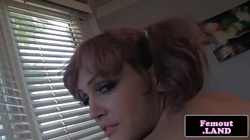 Horny solo tranny pulling on her hard cock