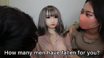 Japanese Couple's First Threesome!! Teasing Handjobs, Swinging Hips in Missonary Position and Cum w/ Sex Doll