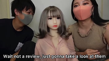 Japanese Couple's First Threesome!! Teasing Handjobs, Swinging Hips in Missonary Position and Cum w/ Sex Doll