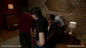 Sitter tied and group fucked by old men