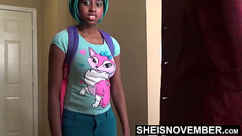 I Was Caught Ditching Classes By My Step Dad, Who Needed A POV Blowjob To Keep My Secrete, Cute Ebony Student Sheisnovember Large Natural Tits And Erect Nipples Squeezed After Sucking Cock, Her Wet Pussy And Big Ass Fondled by Msnovember