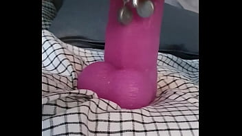 Pierced masturbates with a huge dildo