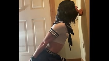 Sissy slut hogtied and practices dick sucking