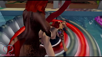 Cassie, Tabitha Pool time with Lewdine