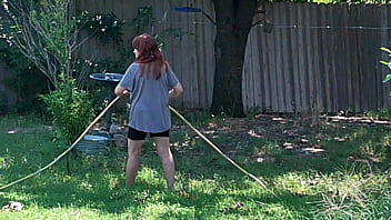 Hotwife Steffi waters Steffi's Garden