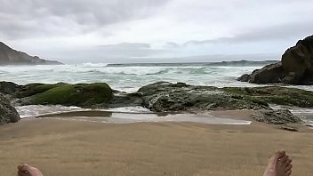 thumb self pee at a n  ude beach  