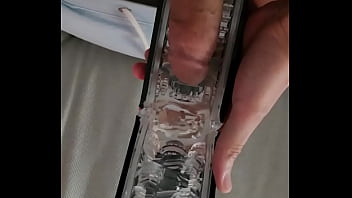 Skinny boy using tenga toy