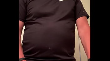 Quick bathroom beat-off cum shot small cock