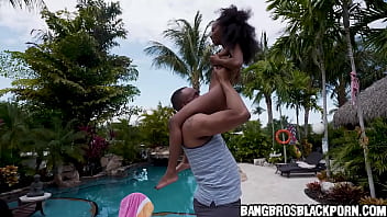 Tiny black woman gets a little help from a black giant - ebony porn