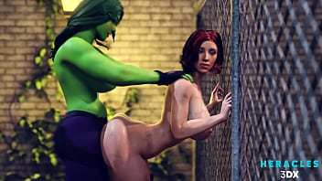 She-Hulk pounding Black Widow
