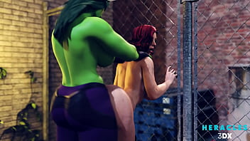 She-Hulk pounding Black Widow