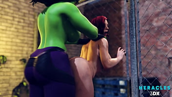 She-Hulk pounding Black Widow