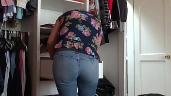 Stepson records me getting dressed, and I give him permission to cum in my ass.