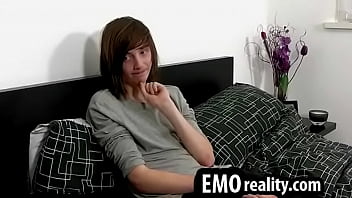 Beautiful and young emo teen is shy but undresses