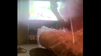 Sissy Frilly dildo suck