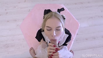 Insane Blowjob Big Cock Deep Throat Drool Sloppy Messy Pigtails Blonde