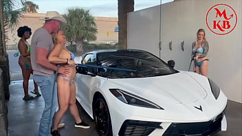 Kora Bell, Angel Minx and Duchess Coco Suck and Fuck Jasper Woodcock in a Public Carwash