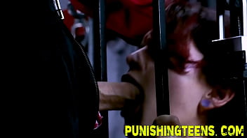 Tiny teen fetish fucked bdsm style after gagging on cock