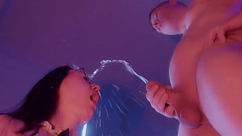 Lecherous male piss on tits his wife's and fucks in ass her.