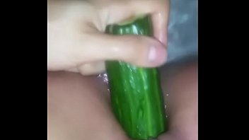 thumb squirting with  a cucumber  