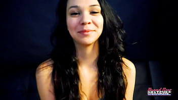 Cute Brunette Sabrina Masturbates And Blows A Juicy Cock To Get Jizzed!