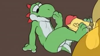 Yoshi footjobs bowsser for a nice facial