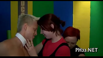Waiter fucking one giving a kiss other