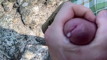 Handjob while hiking in national park