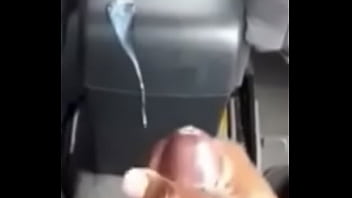 Jerking off in car cumshot almost caught