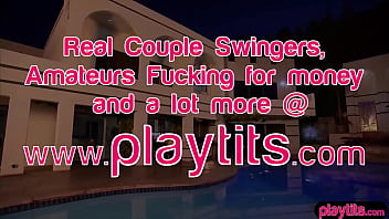 Newbie wife and husband goes to a swinger club
