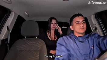 Hard fuck with the Uber driver, I made him cum twice and they almost saw us!