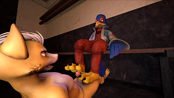 Falco giving Fox a Footjob