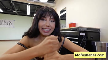 thumb sexy and horny  brunette give nice handjob to  ice handjob to ice handjob to he