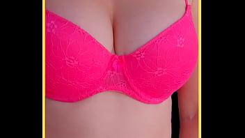WIFE stuns in amazing hot pink lacey bra